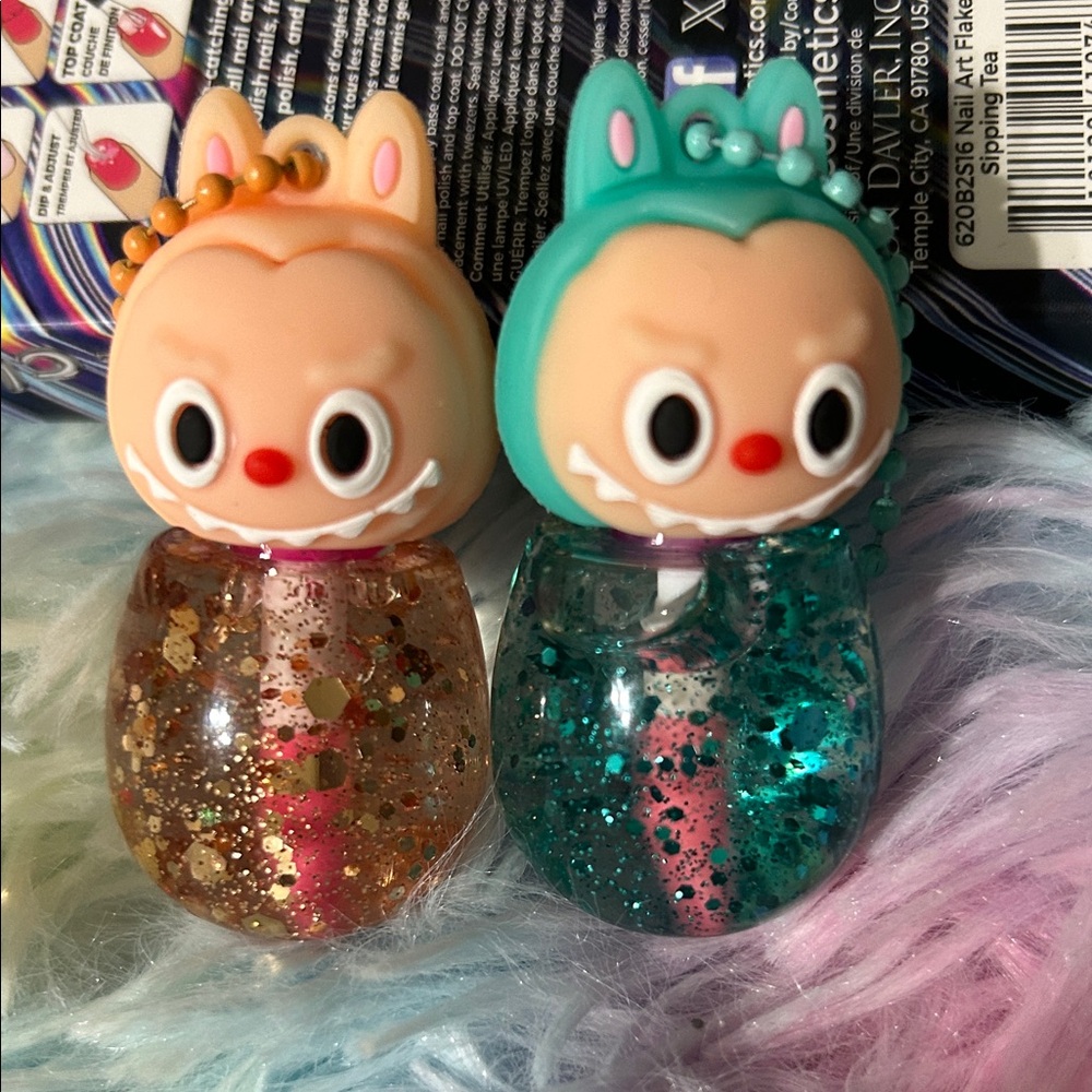 Cute Bunny Lip Gloss Duo - Gold & Teal Glitter